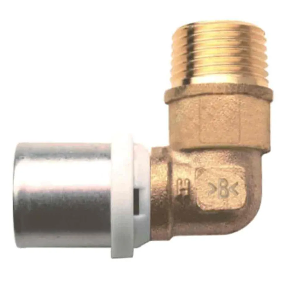 Raccordo a pressare gomito maschio 1/2" x ø16 multistrato CONEX