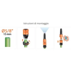Raccordo automatico ad aggancio/sgancio rapido quick-click CLABER 8567 con acquastop per tubo 5/8