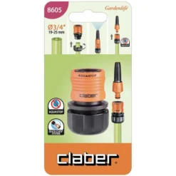 Raccordo automatico ad aggancio/sgancio rapido quick-click CLABER 8605 con acquastop per tubo 3/4"