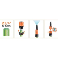 Raccordo automatico ad aggancio/sgancio rapido quick-click CLABER 8605 con acquastop per tubo 3/4