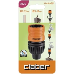 Raccordo automatico ad aggancio/sgancio rapido quick-click CLABER 9025 per tubo 9-13 mm.