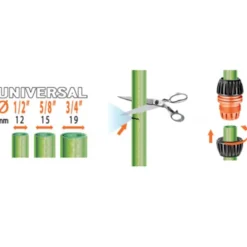 Raccordo manicotto riparatore universale CLABER 8564 per tubi giardino da 1/2" - 5/8" - 3/4"