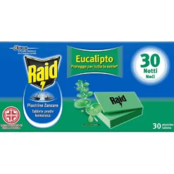 RAID Piastrine antizanzare eucalipto ricarica per elettroemanatore antizanzare cf. 30 pz.