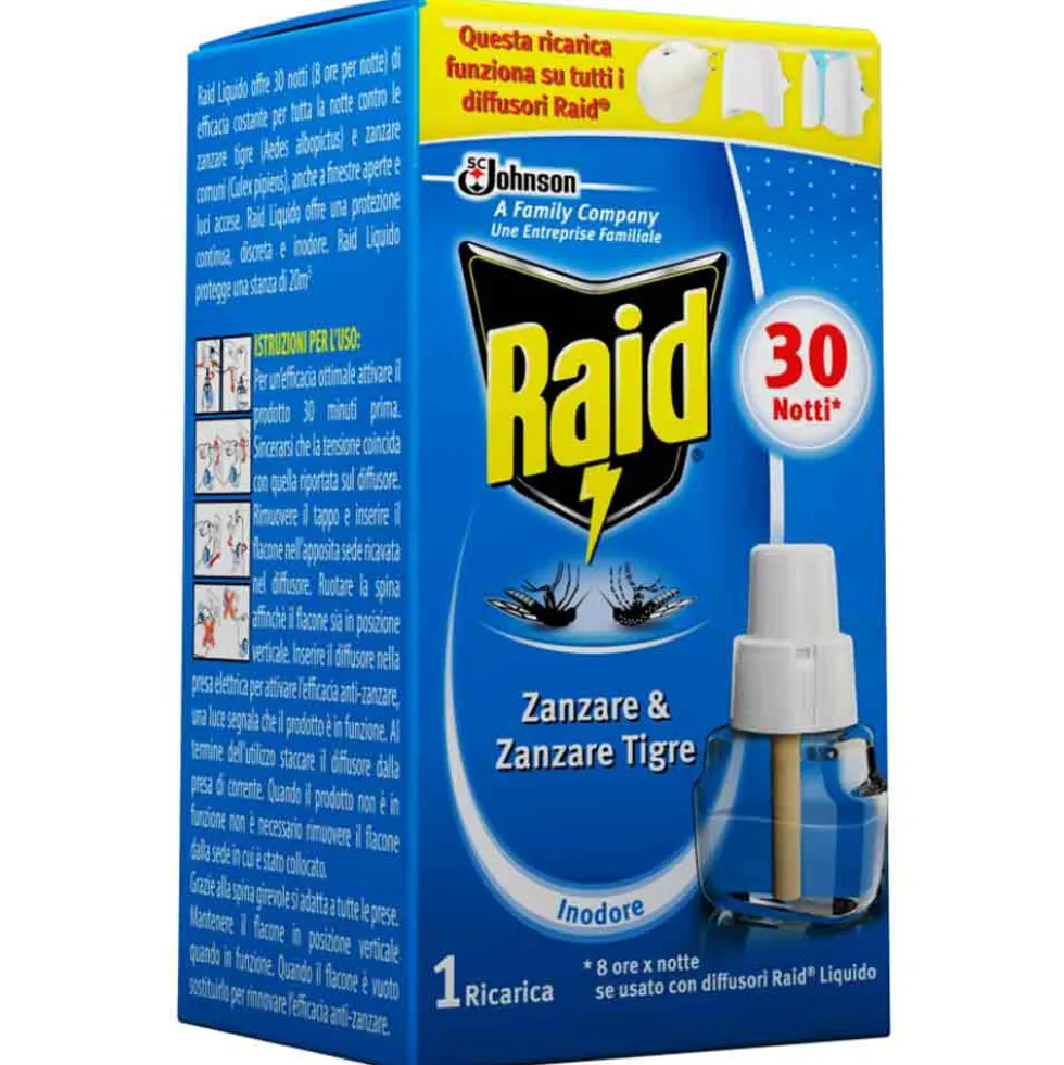 RAID Ricarica liquida antizanzare per elettroemanatori copertura 30 notti