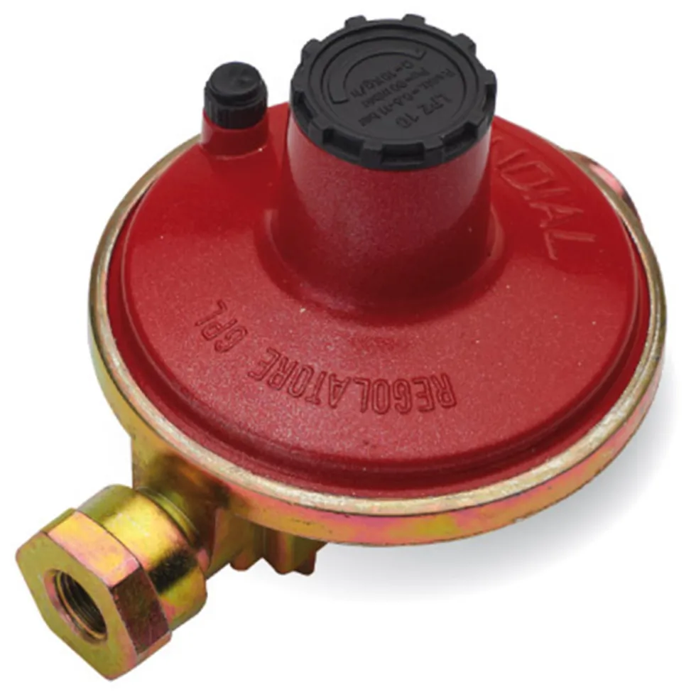 Regolatore gas di pressione kg.10 entrata 1/4" f. uscita 1/2" f. gas propano/butano