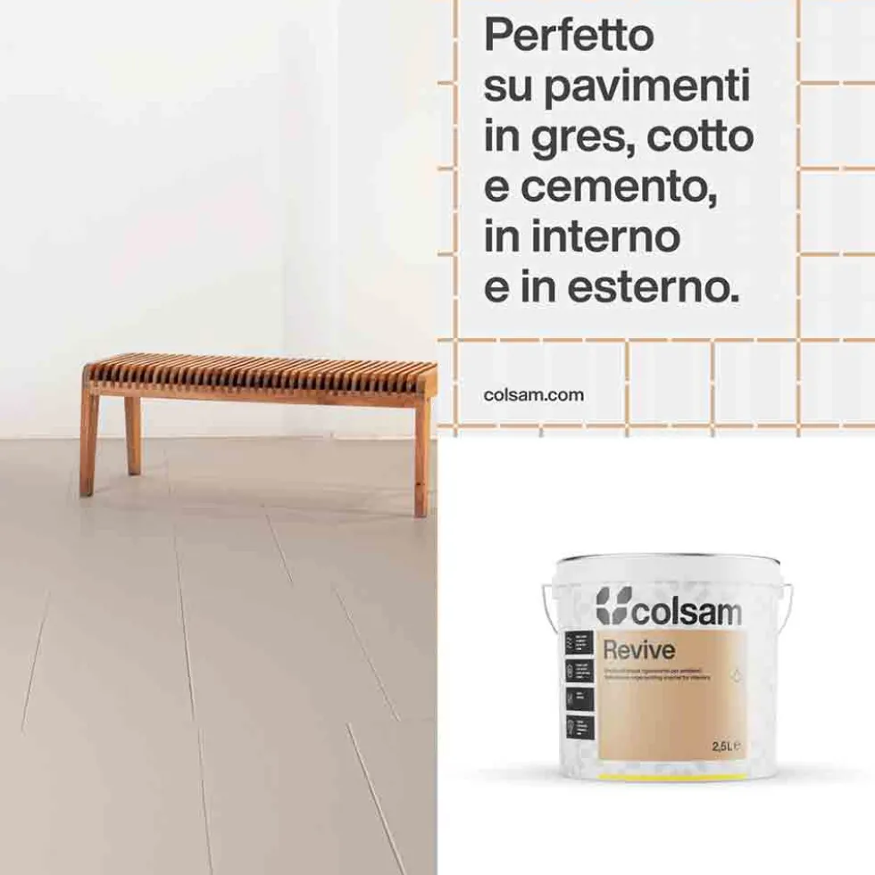 REVIVE Smalto all'acqua super resistente per piastrelle e supporti difficili lt.0,750 - 2,500 bianco e tinte di cartella