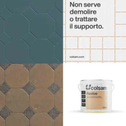 REVIVE Smalto all'acqua super resistente per piastrelle e supporti difficili lt.0,750 - 2,500 bianco e tinte di cartella