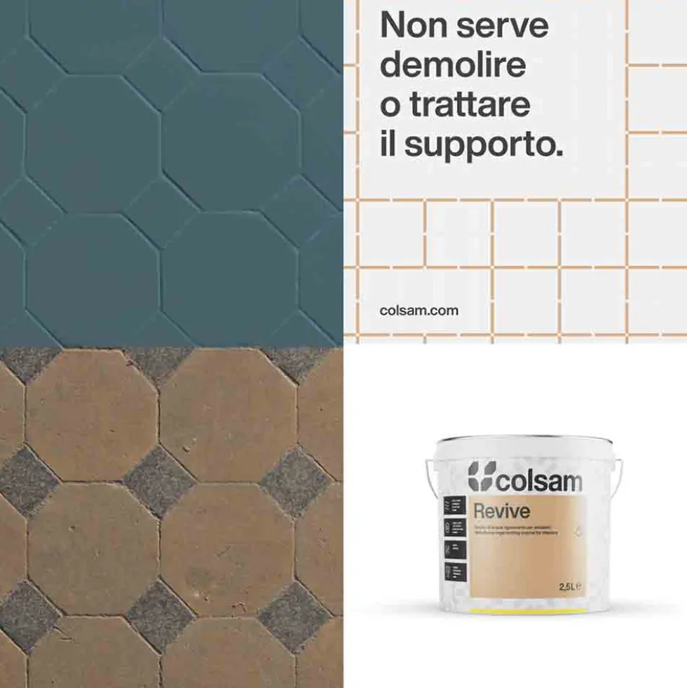 REVIVE Smalto all'acqua super resistente per piastrelle e supporti difficili lt.0,750 - 2,500 bianco e tinte di cartella