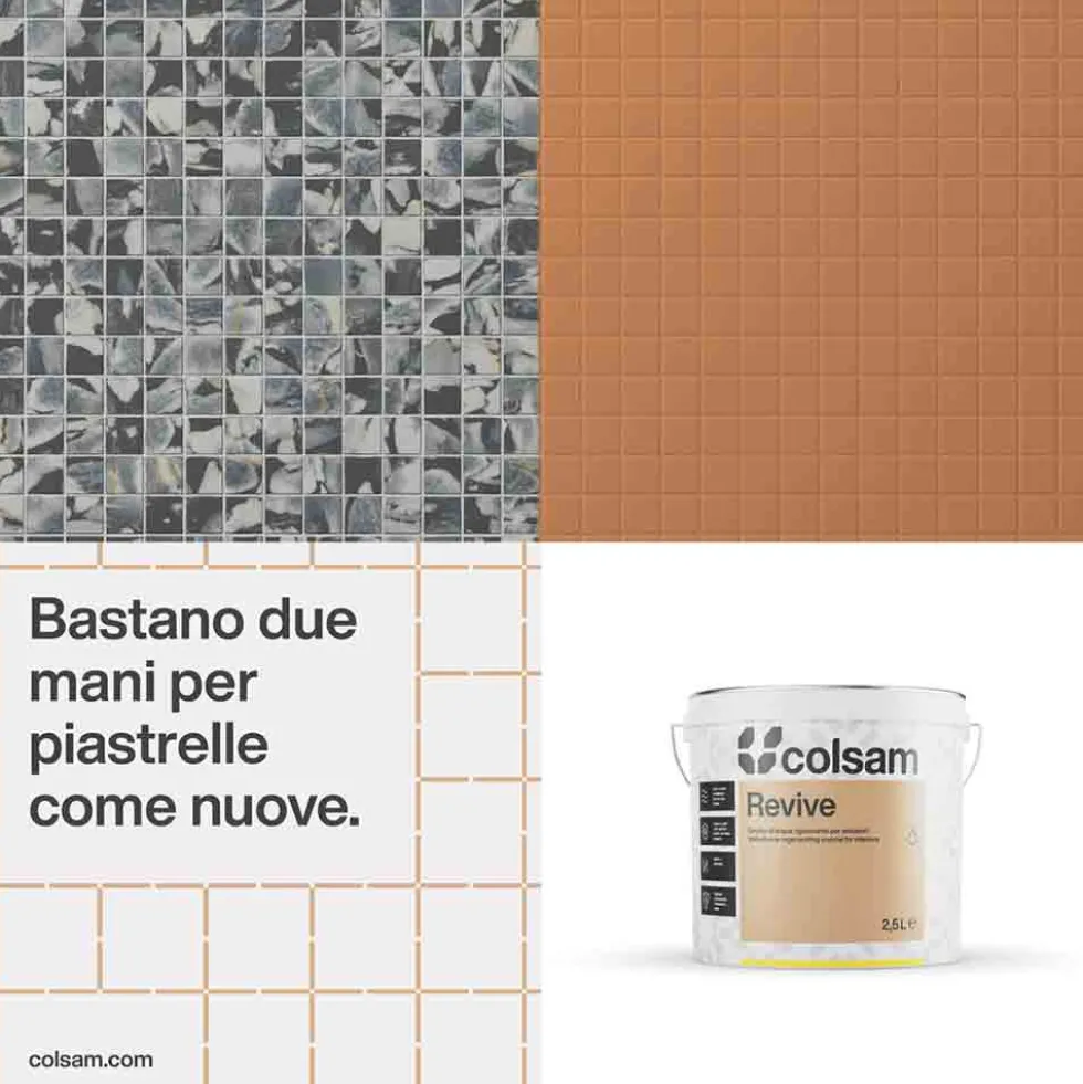 REVIVE Smalto all'acqua super resistente per piastrelle e supporti difficili lt.0,750 - 2,500 bianco e tinte di cartella