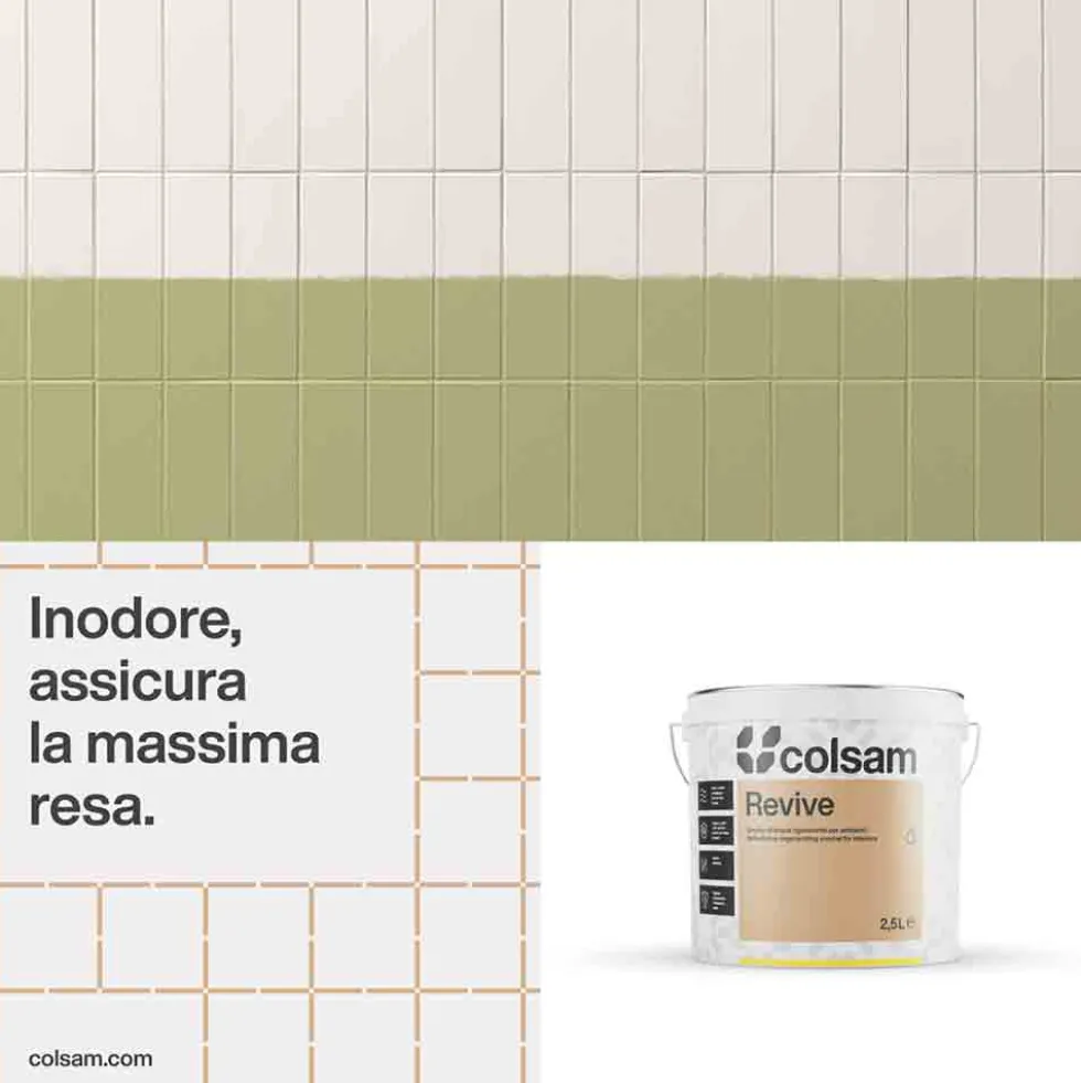 REVIVE Smalto all'acqua super resistente per piastrelle e supporti difficili lt.0,750 - 2,500 bianco e tinte di cartella