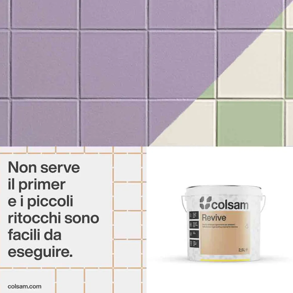REVIVE Smalto all'acqua super resistente per piastrelle e supporti difficili lt.0,750 - 2,500 bianco e tinte di cartella