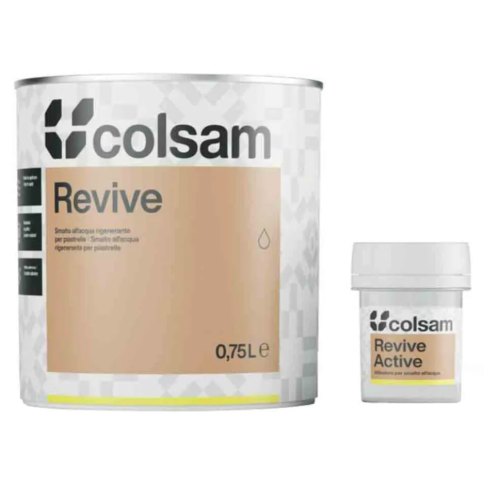 REVIVE Smalto all'acqua super resistente per piastrelle e supporti difficili lt.0,750 - 2,500 bianco e tinte di cartella