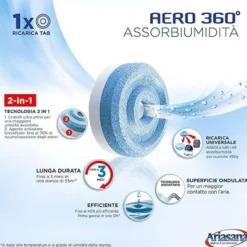 Ricariche tab assorbiumidità ARIASANA AERO 360 TAB confezione 2 x 450 gr.