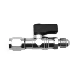 Rubinetto adattatore per bombola gas R32 entrata 1/2" femmina sx - uscita 5/16" maschio dx