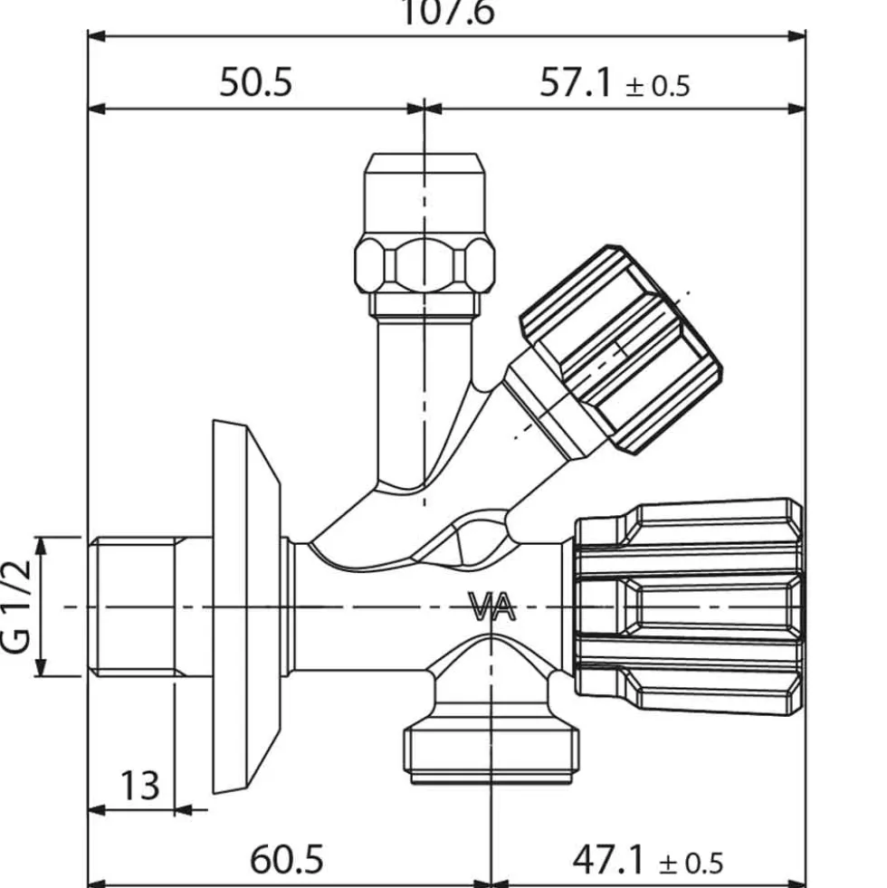 Rubinetto combinato sottolavabo/lavello con attacco lavatrice/lavastoviglie 1/2" x 3/4" ALBERTONI
