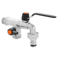 Rubinetto da giardino in ottone cromato 1/2" CLABER 9625 METAL-JET con deviatore 3/4"