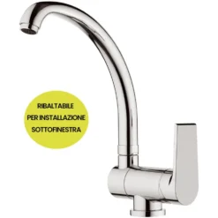 Rubinetto miscelatore canna pieghevole ribaltabile per lavello cucina sottofinestra MARIANI ARTIC cromo lucido
