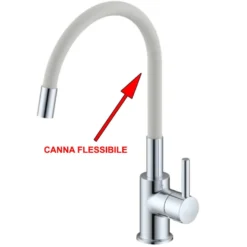 Rubinetto miscelatore lavello SNAKE canna alta in gomma flessibile bianca