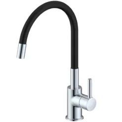 Rubinetto miscelatore lavello SNAKE canna alta in gomma flessibile nera
