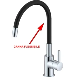 Rubinetto miscelatore lavello SNAKE canna alta in gomma flessibile nera