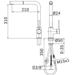 Rubinetto miscelatore monocomando lavello canna alta con doccetta estraibile MAMOLI serie BANANA