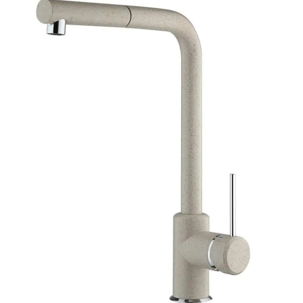 Rubinetto miscelatore monocomando lavello con doccetta estraibile ARGO serie INDIA granito avena