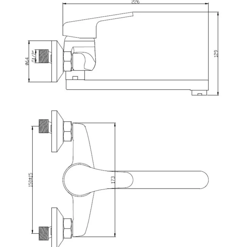 Rubinetto miscelatore monocomando lavello cucina a parete cromo lucido HYDRALL serie INES