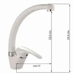 Rubinetto miscelatore monocomando lavello cucina canna alta bianco lucido mod. FRANCESCA