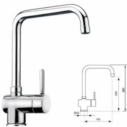 Rubinetto miscelatore monocomando lavello cucina canna alta quadra ARGO serie Indonesia