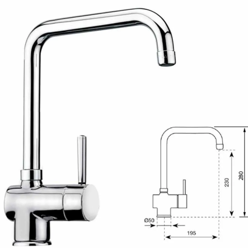 Rubinetto miscelatore monocomando lavello cucina canna alta quadra ARGO serie Indonesia
