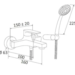 Rubinetto miscelatore monocomando per vasca da bagno MARIANI mod. ARTIC c/access.