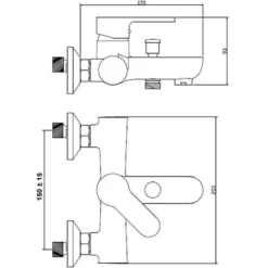 Rubinetto miscelatore monocomando vasca da bagno nero opaco completo DIANHYDRO serie PACO