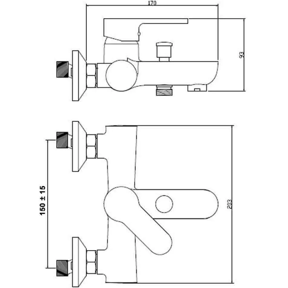 Rubinetto miscelatore monocomando vasca da bagno nero opaco completo DIANHYDRO serie PACO