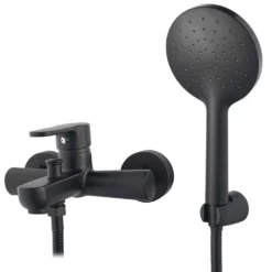 Rubinetto miscelatore monocomando vasca da bagno nero opaco completo DIANHYDRO serie PACO