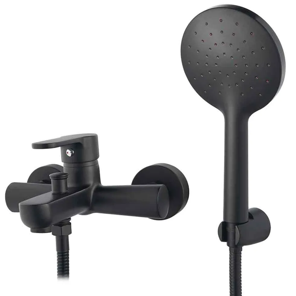 Rubinetto miscelatore monocomando vasca da bagno nero opaco completo DIANHYDRO serie PACO