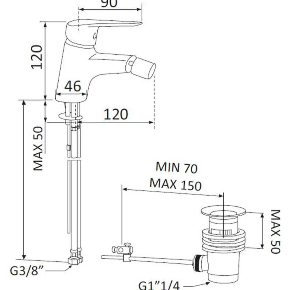 Rubinetto miscelatore monocomando bidet MARIANI mod. ESSENZA