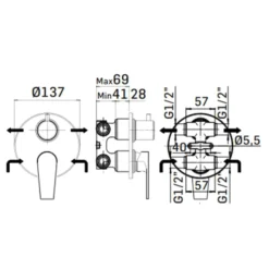 Rubinetto miscelatore monocomando incasso doccia con deviatore 2 uscite MAMOLI serie LOGOS cromo