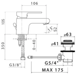 Rubinetto miscelatore monocomando lavabo MAMOLI serie LOGOS