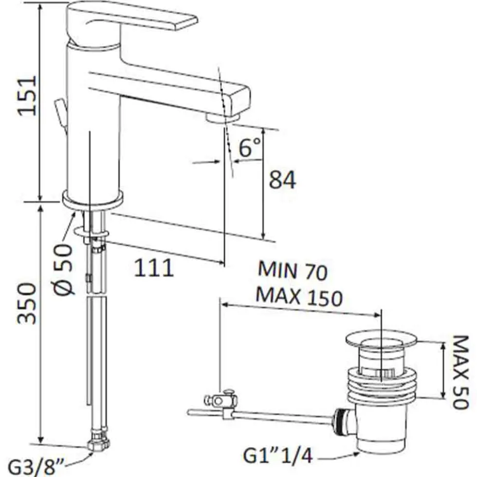 Rubinetto miscelatore monocomando lavabo MARIANI mod. ARTIC