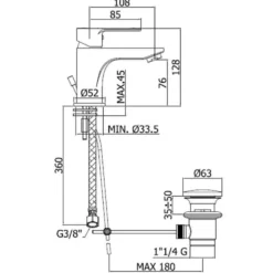 Rubinetto miscelatore monocomando lavabo PAFFONI linea BLU