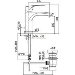 Rubinetto miscelatore per lavabo PAFFONI serie LIME cromo lucido con accessori