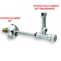Rubinetto pincus per cassette wc a doppia cannetta 1/2" x 3/8" x ø10 cromo