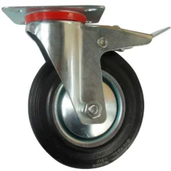 Ruota industriale mm.85 con piastra girevole e freno per carrelli