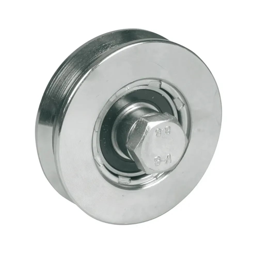 Ruota per cancelli scorrevoli gola a V 2 cuscinetti IBFM 362 varie misure