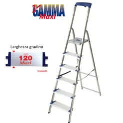 Scala alluminio FACAL GAMMA MAXI 6 gradini a larghezza maggiorata da 12 cm.