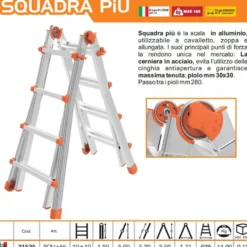 Scala alluminio multiuso 5+5 gradini h.max 520 cm. MARCHETTI SQUADRA PIU'