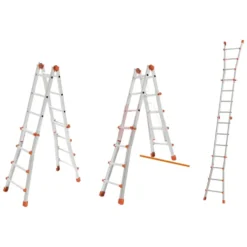Scala alluminio multiuso 6+6 gradini h.max 630 cm. MARCHETTI SQUADRA PIU'