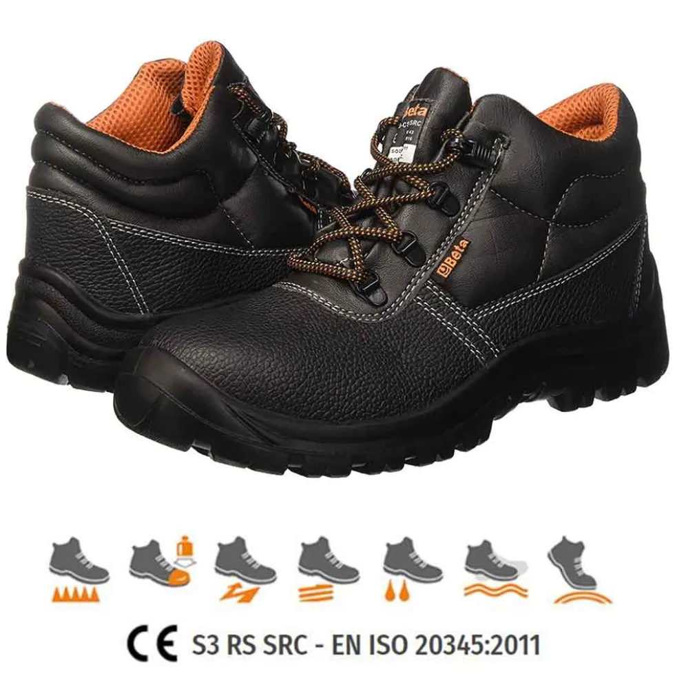 Scarpe alte antinfortunistica in pelle nera BETA 7243EN S3 RS SRC numeri dal 35 al 48