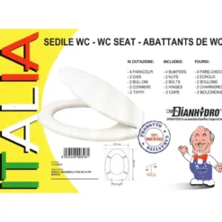 Sedile copri wc bianco universale in polipropilene resistente mod. Italia