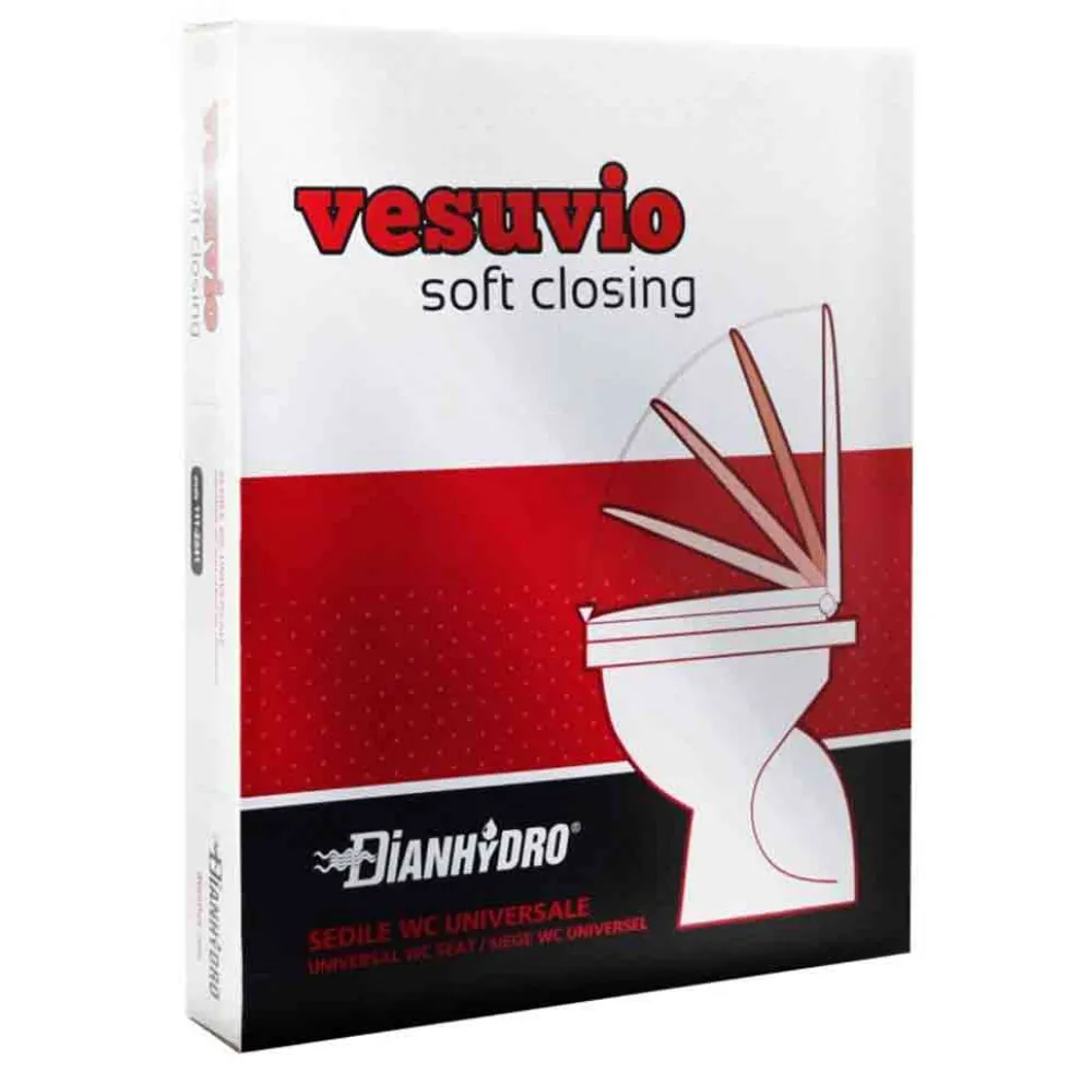 Sedile tavoletta copriwater bianco universale in resina antiurto con chiusura frizionata DIANHYDRO "VESUVIO" copri wc
